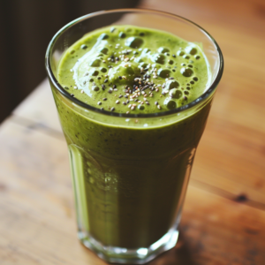 A tall glass brimming with our Avocado Green Dream smoothie takes center stage, sitting proudly on a natural wooden surface. This vibrant green delight, bursting with goodness, features creamy avocado blended to perfection and is crowned with nutrient-rich chia seeds for that extra health boost. Its frothy texture promises a refreshing experience in every sip. Indulge in the pure essence of freshness while making an eco-friendly choice with Zestful Blends!