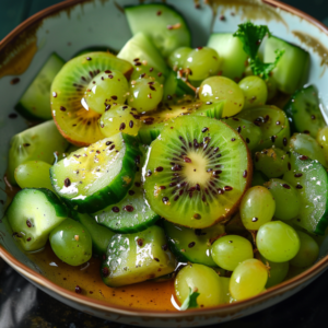 Experience the vitality of Zestful Blends with our Kiwi Cucumber Crunch salad, bursting with goodness! This refreshing, nutrient-packed bowl delights your senses with crisp kiwi and cucumber, garnished with nutritious seeds and drizzled in a zesty dressing. Each bite offers a vibrant crunch that's as satisfying as it is wholesome. Enjoy the fresh flavors while supporting eco-friendly choices that nourish both you and the planet. Discover more health-boosting indulgences with our fruit salads, juices, snacks, smoothies, whole fruit packs, and desserts!