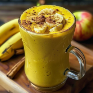 Experience the vibrant taste and health-boosting power of Zestful Blends with our Banana Bliss Smoothie! This tall glass mug is brimming with a creamy blend, adorned with fresh banana slices and a dash of aromatic cinnamon. In the background, you'll find whole bananas, a fragrant cinnamon stick, and an apple on a rustic wooden surface—showcasing the natural, eco-friendly ingredients that go into our creations. Savor every sip of this smoothie that's bursting with goodness! Dive into our wide range of fruit salads, juices, snacks, smoothies, whole fruit packs, and desserts for fresh flavors that fuel your zest for life.