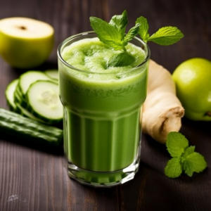 Indulge in wellness with our Green Apple Ginger Twist smoothie, brimming with fresh mint leaves, crisp cucumber, and a zesty splash of green apple. This vibrant blend is bursting with goodness, offering a refreshing boost of vitality. Our eco-friendly packaging ensures you enjoy nature’s bounty sustainably every sip!