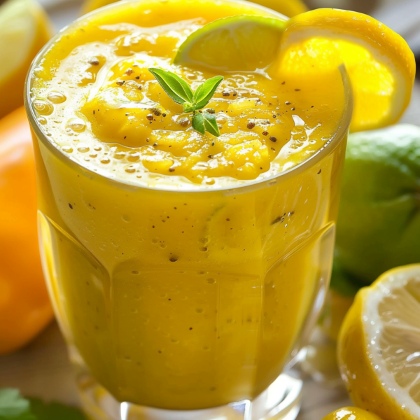 A tall glass brimming with our vibrant, Lemon-Lime Sublime Smoothie takes center stage—bursting with goodness and garnished elegantly with a lemon wedge and mint sprig. This bright yellow delight harbors a thick, frothy texture speckled with nutrient-rich chia seeds. Encircled by fresh lemons, limes, and crisp bell peppers in the soft-focus background, this smoothie isn't just a feast for the eyes but also a celebration of health. Enjoy Zestful Blends' commitment to freshness and vitality in every sip. 🌿🍋 #EcoFriendlyIndulgence