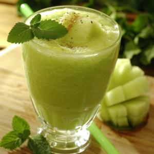 Experience the vibrant goodness with our Sage Melon Soother Smoothie, a healthy delight from Zestful Blends! This refreshing concoction in a clear glass is bursting with freshness, garnished with fragrant mint leaves and a touch of ground spices to elevate your senses. Accompanied by juicy melon cubes and extra mint leaves, this smoothie is set against a natural wooden backdrop with lush greenery peeking through—highlighting our commitment to eco-friendly practices. Enjoy a symphony of flavors that’s not just delicious but also nourishes your body from within. Dive into healthful indulgence today!