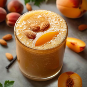 Indulge in our Velvet Peach Rendezvous, a creamy and refreshing smoothie bursting with goodness. Presented in an elegant glass and crowned with whole almonds and a luscious peach slice, this rejuvenating delight is surrounded by fresh, vibrant peaches, crunchy almonds, and fragrant green leaves artfully displayed on a sleek gray surface. Our Velvet Peach Rendezvous embodies the perfect blend of delightful peach and almond flavors, offering not just great taste but also health benefits with every sip. At Zestful Blends, we celebrate nature's bounty while prioritizing eco-friendly practices for a healthier you and planet!